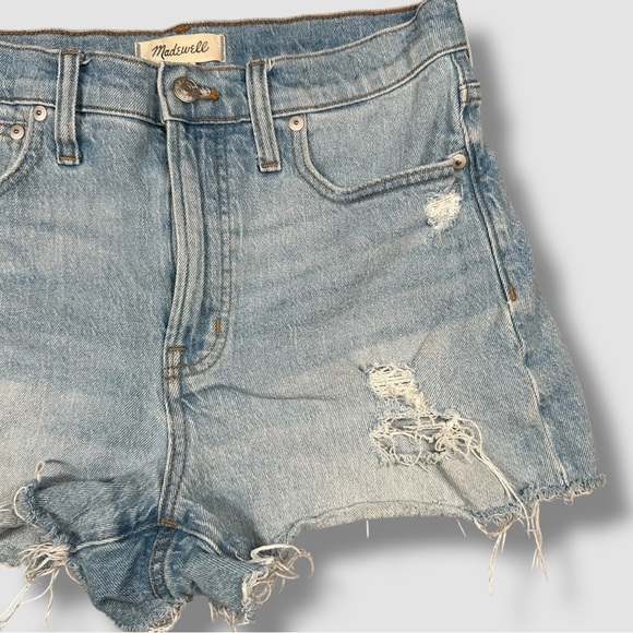 Madewell The Perfect Perfect Jean Short Size 28 Light Wash Distressed - Picture 4 of 11